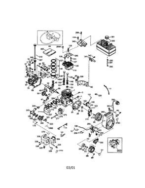 4-cycle Engine Diagram and Parts List for 143019003  Craftsman Engine