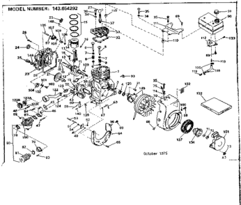 Engine Diagram and Parts List for 143654292  Craftsman Engine