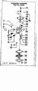 Carburetor Diagram and Parts List for 358353662  Craftsman Chainsaw