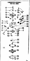 Carburetor Assembly Diagram and Parts List for 358354811  Craftsman Chainsaw