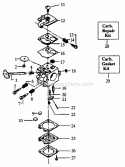 Carburetor Assembly Diagram and Parts List for 358355062  Craftsman Chainsaw