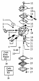 Carburetor Assembly Diagram and Parts List for 358355140  Craftsman Chainsaw