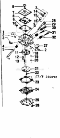 Carburetor Diagram and Parts List for 358356100  Craftsman Chainsaw