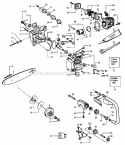 Main Frame Diagram and Parts List for 358357230  Craftsman Chainsaw