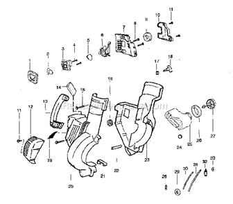 HousingHandle Diagram and Parts List for 358794944  Craftsman Leaf Blower / Vacuum
