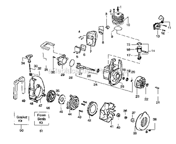 CylinderCrankshaftCrankcase Diagram and Parts List for 358794944  Craftsman Leaf Blower / Vacuum