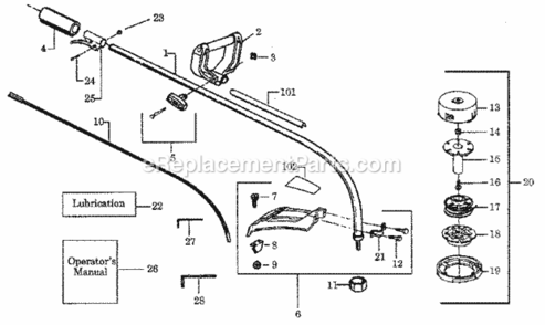 Page A Diagram and Parts List for 358797100  Craftsman Trimmer