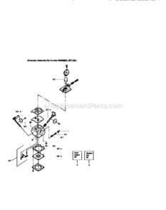 Carburetor Diagram and Parts List for 358797200  Craftsman Leaf Blower / Vacuum