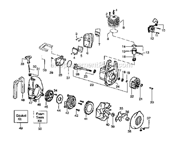 CylinderCrankcaseCrankshaft Diagram and Parts List for 358797342  Craftsman Leaf Blower / Vacuum