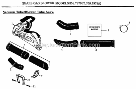 Page B Diagram and Parts List for 358797922  Craftsman Leaf Blower / Vacuum