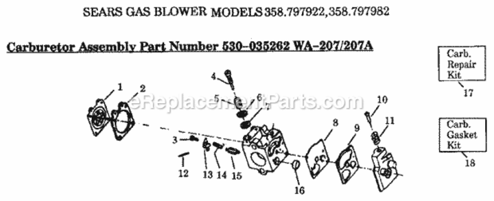 Page C Diagram and Parts List for 358797982  Craftsman Leaf Blower / Vacuum
