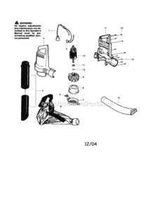 Page A Diagram and Parts List for 358799432  Craftsman Leaf Blower / Vacuum