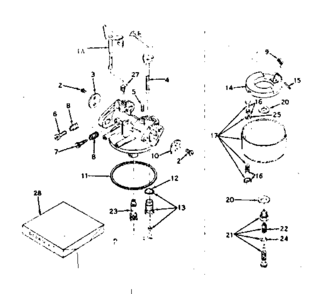Carburetor Diagram and Parts List for 143589022  Craftsman Engine