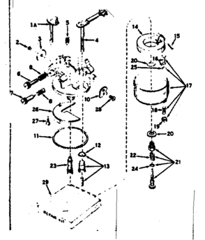 Carburetor Diagram and Parts List for 143534072  Craftsman Engine