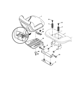 Seat Diagram and Parts List for 917287132  Craftsman Lawn Tractor