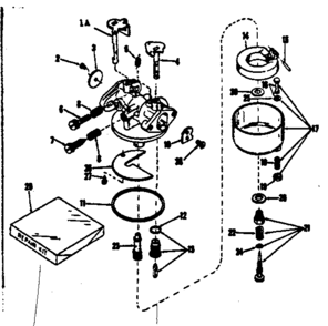 Carburetor Diagram and Parts List for 143136032  Craftsman Engine