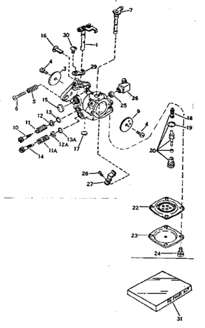 Carburetor No. 631285 Diagram and Parts List for 91763204  Craftsman Chainsaw