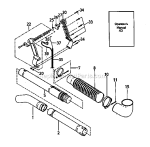 Blower Tube Diagram and Parts List for 360796900  Craftsman Leaf Blower / Vacuum