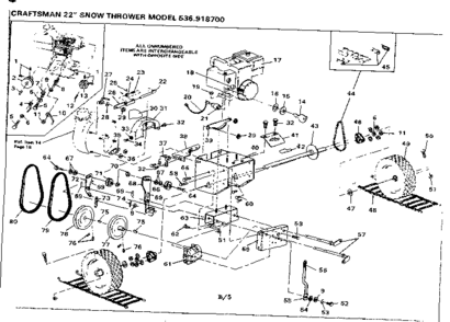 Engine Diagram and Parts List for 536918700  Craftsman Snow Blower