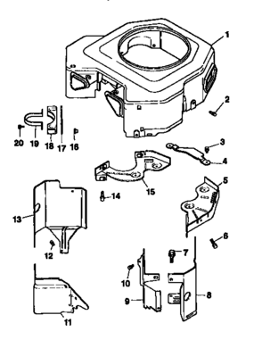 Blower Housing Diagram and Parts List for 501CV20S-65527  Craftsman Engine