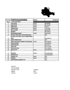 Top Customer Parts Diagram and Parts List for 247204112  Craftsman Engine