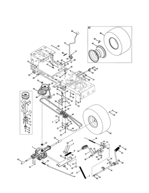 Transmission Diagram and Parts List for 247288840  Craftsman Lawn Tractor