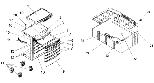 Cabinet Assy Diagram and Parts List for 706877250  Craftsman Tool Stand & Cart