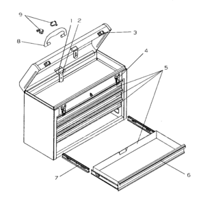 Tool Box Diagram and Parts List for 706825950  Craftsman Tool Stand & Cart
