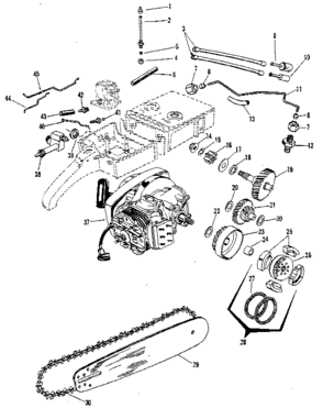 Engine Diagram and Parts List for 917352132  Craftsman Chainsaw
