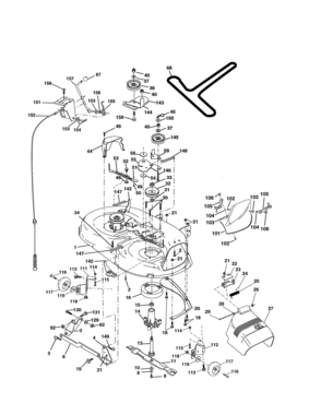 Mower Deck Diagram and Parts List for 944601881  Craftsman Lawn Tractor