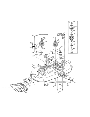 Deck/spindle Pulley Diagram and Parts List for 247203716  Craftsman Lawn Tractor
