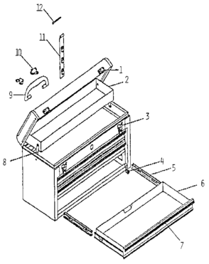3 Drawer Handbox Diagram and Parts List for 70665325  Craftsman Tool Stand & Cart