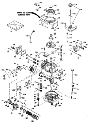 Replacement Parts Diagram and Parts List for 143394602  Craftsman Engine