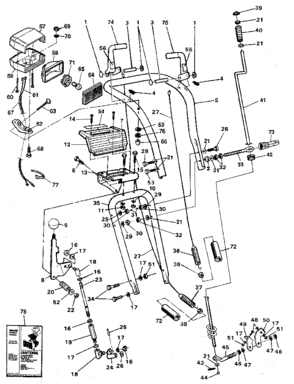 Handle Assembly Diagram and Parts List for 53688410  Craftsman Snow Blower