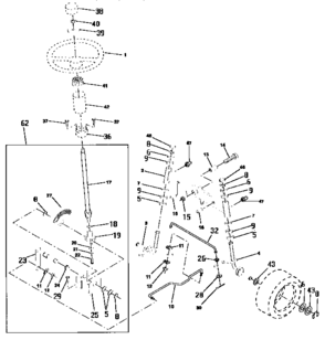 Steering Assembly Diagram and Parts List for 917256511  Craftsman Lawn Tractor