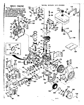 Basic Engine Diagram and Parts List for 143566002  Craftsman Engine