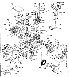 Basic Engine Diagram and Parts List for 143614132  Craftsman Engine