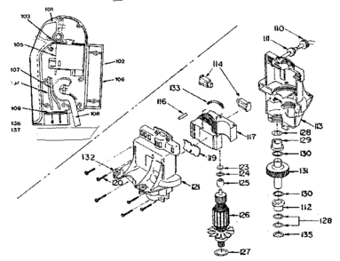 Motor & Switch Assembly No. 501693-1 Diagram and Parts List for 501693-1  Craftsman Power Motor