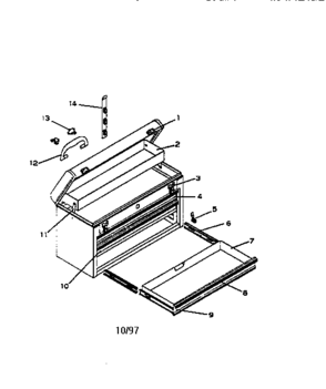 3 Drawer Rally Portable Chest Diagram and Parts List for 706653921  Craftsman Tool Stand & Cart
