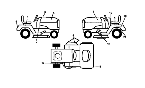 Decals Diagram and Parts List for 917271110  Craftsman Lawn Tractor