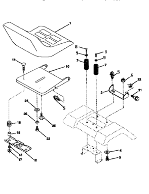 Seat Assembly Diagram and Parts List for 917252512  Craftsman Lawn Tractor