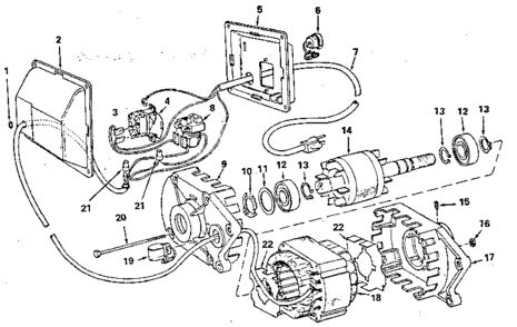 Motor & Control Box Assembly Diagram and Parts List for 62787  Craftsman Power Motor