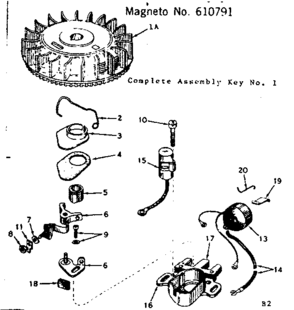 Magneto Diagram and Parts List for 143214272  Craftsman Engine