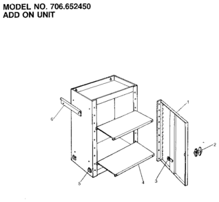 Add On Unit Diagram and Parts List for 706652450  Craftsman Tool Stand & Cart