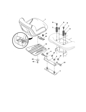 Seat Diagram and Parts List for 917280085  Craftsman Lawn Tractor