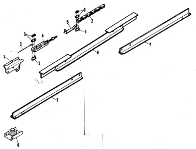 Rail Assembly Diagram and Parts List for 13953602  Craftsman Garage Door Opener