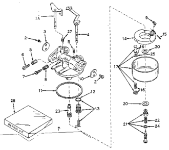 Carburetor Diagram and Parts List for 143589072  Craftsman Engine