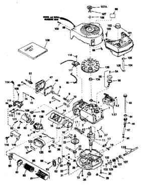 Basic Engine Diagram and Parts List for 143384372  Craftsman Engine
