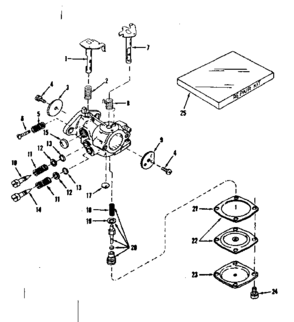 Carburetor No. 630986 Diagram and Parts List for 143131102  Craftsman Engine