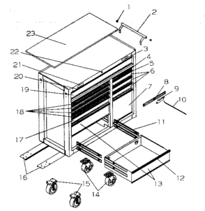 Cabinet Parts Diagram and Parts List for 706653499  Craftsman Tool Stand & Cart